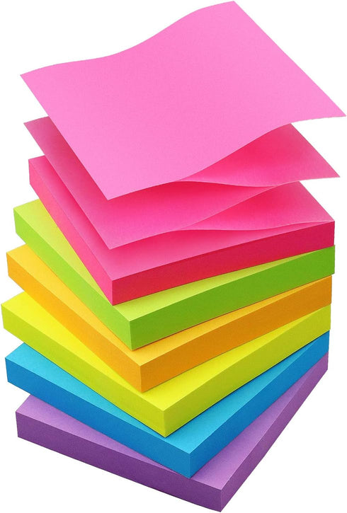 Sticky Notes 3x3 Pop Up Self-Stick Notes Pads with 6 Bright Colors, Easy to Post for Office, Shool, Home, 6 Pads/Pack, 100 Sheets/Pad(Pop Up) by Osboo