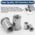 Vifmy Kit(300 M3 M4 M5 M6 M8 M10 M12#8-32#10-24 1/4"-20 5/16"-18 3/8"-16 304 Set Metric & SAE Rivet Nut Assortment