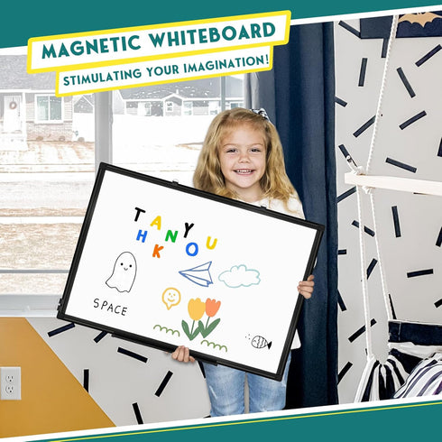 Double Sided Magnetic White Board, 36"x24" Dry Erase for Wall with Black Aluminum Frame