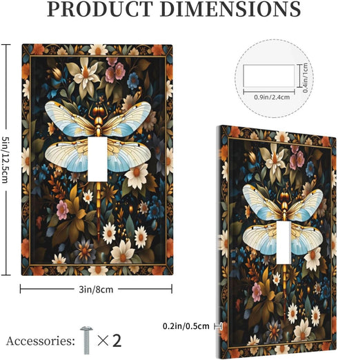 HTSAHKV 3 5 Inch Dragonfly Flower Wall Plate Light Switch Cover Single Gang Outlet Faceplate Print Plate Cover X