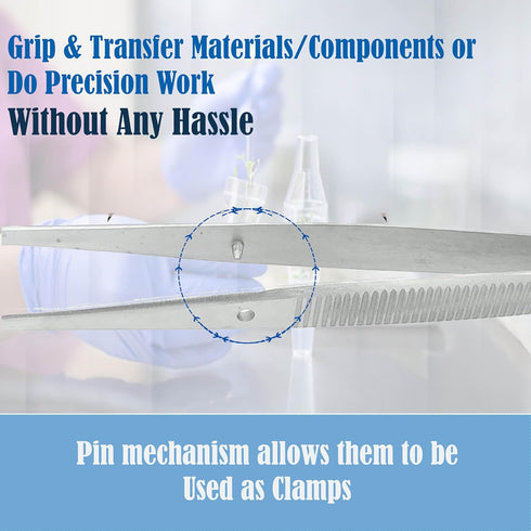 6" (15.2 cm), (6" Set 3pcs) Lab Tweezers High Precision Forceps, Fine Strong Point tweezers, Stainless Steel