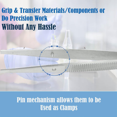 6" (15.2 cm), (6" Set 3pcs) Lab Tweezers High Precision Forceps, Fine Strong Point tweezers, Stainless Steel
