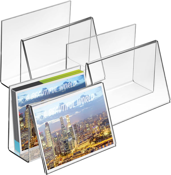 Clear Acrylic Postcard Holder, Greeting Card Display Stand for Business Cards, Desk Organizer - 3 Pcs