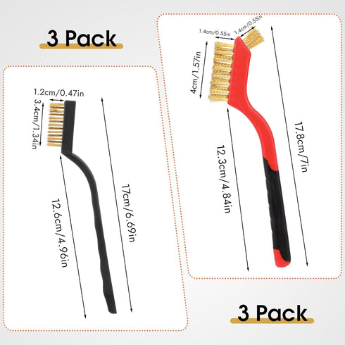 6 Pieces Wire Brushes Set Metal Brush, Brass Brush, Stainless Steel Brush, Nylon Brushes for Cleaning