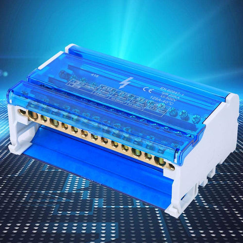 Terminal Block Distribution Box, Din Rail 4-Level Single Phase with Transparent Dust Cover, 125A 500V