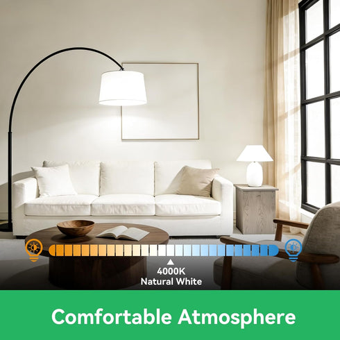 6 Pack Bulbs 60 4000K A19, 9W, E26 800 Lightbulbs Non-Dimmable, TJOY LED Light Watt Equivalent, Natural White Efficient