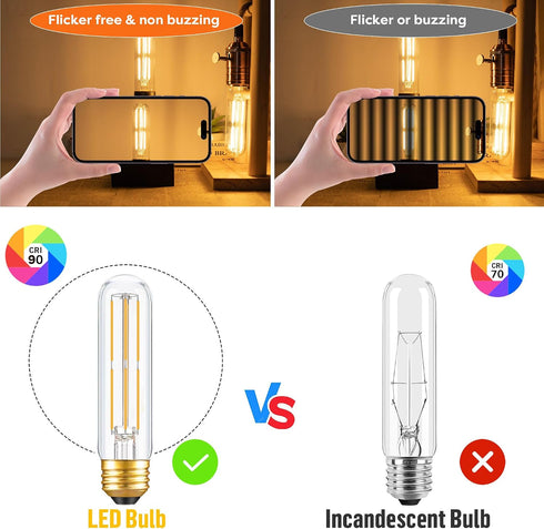 Dimmable E26 T10 Bulb Bulbs 6W(60W Bulb Bulbs Light,Chandelier,Hutch,2700K 600LM,6 Pack LED Tube Light