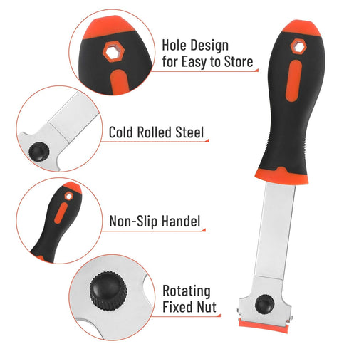 10 10 Bates- Long Handle Razor Blade Scraper, Razor Scraper with Extra Metal & Plastic Blades, Razor Scraper, Window