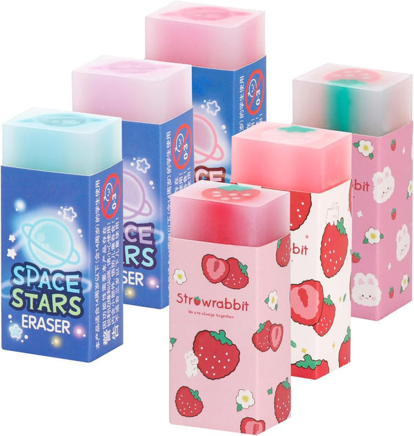 Eraser CuEraser - Cute Plastic Rubber Erasers for School Office Pencils, 6PCS