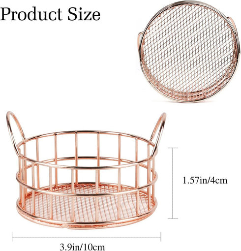 Rose Gold Binder Clip Holder, Mesh Desk Accessories, Small Office Supplies Organizer for School and Home (2PCS)