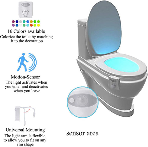 ZEZHOU Toilet Light Motion Sensor - 16 Color LED Night Lights for Toilet Bowl with Aromatherapy, Fun Gifts for Dad, Kids