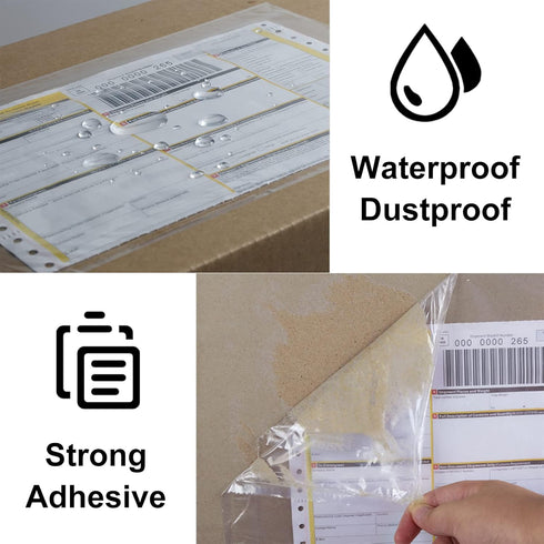 LabelMore 200 pcs 6" x 9" Clear Plastic Adhesive Packing List Envelope Mailing Bag for Shipping Labels