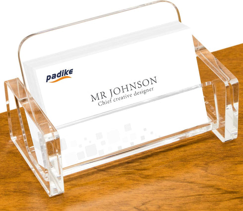 Padike Acrylic Business Card Holder, Clear Business Card Stand for Desk Display