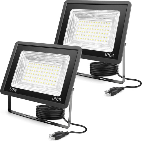 ycponggon 2 Pack LED Flood Lights 50W, 5500lm Bright Led Work Light,6500k Daylight