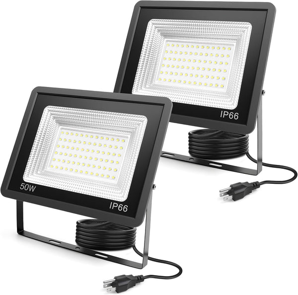 ycponggon 2 Pack LED Flood Lights 50W, 5500lm Bright Led Work Light,6500k Daylight