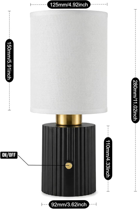 Dimmable Modern Cordless Table Lamp - Rechargeable Battery Operated Desk Lamp with Touch Control, Small Bedside Lamps