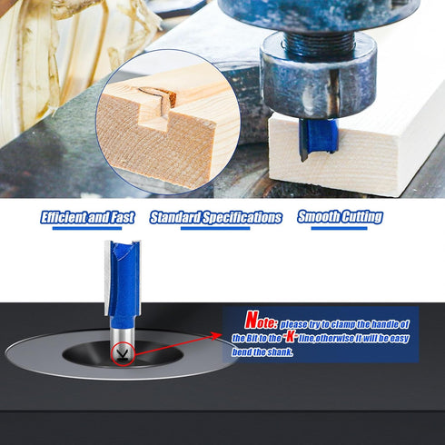 6Pcs Set 1/4" 3/4", 5/8", 1/2", 3/8", 5/16", 1/4" Set Straight Cut Router Bit Shank, Cutting Dia. for Woodworking