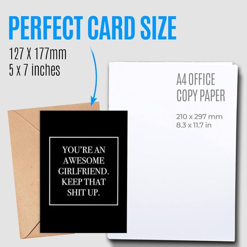 Funny Card for Girlfriend with Envelope, Unique Card for Anniversary, Birthday, Christmas, Valentine's Day