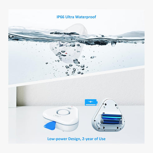 STECHRO 5 Pack 4 0-120dB IP66 Water Leak Detectors for Home, Levels Adjustable Audio Water Sensor Alarm Leak Detector