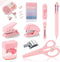 Pink Mini Office Supply Kit, Mini School Supplies Set, Includes Mini Stapler, Scissor, Paper Clips