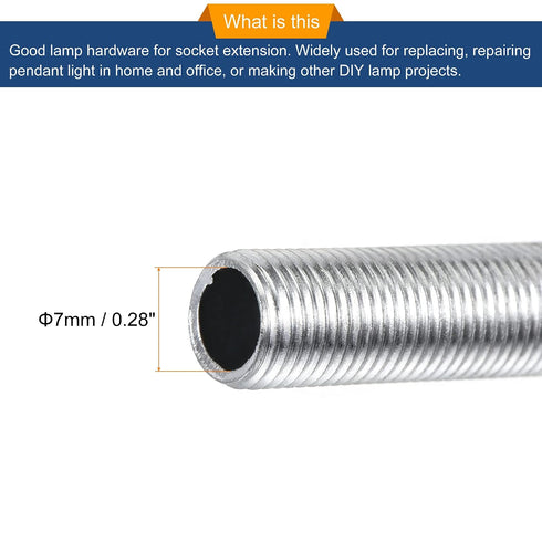 MECCANIXITY 3.54 Inch M10 M10 1 Set Lamp Pipe, Long All Thread Extension Rod for Chandelier Pendant Lights with Hex Nut