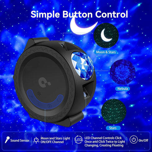 3-in-1 Sync,14M Children Gift Galaxy Projector Star Night Light - Moon Star Aurora Projector for Bedroom