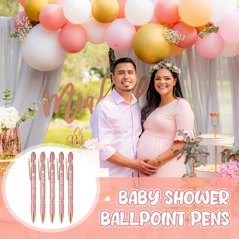 PerKoop 30 Pcs Baby Shower Pens Favors, Bulk Rose Gold Ballpoint Retractable Gel Ink Pens for Guests Gifts