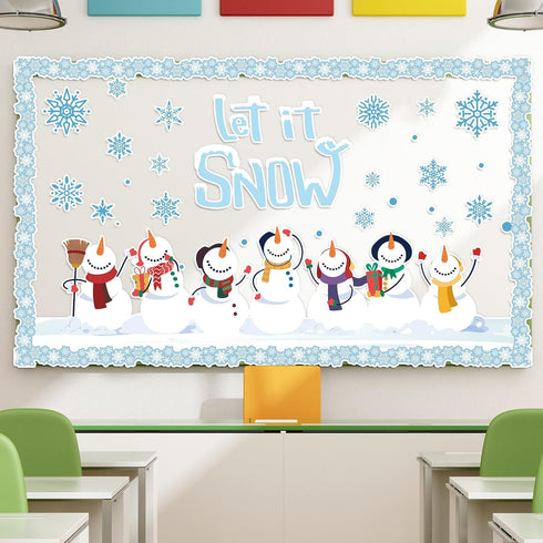 Winter Bulletin Board Decoration Set, Holiday Paper Cutouts for Christmas Classroom Decorations
