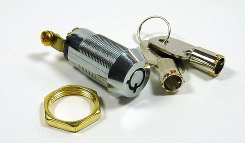 Philmore 5/8" On/Off Key Switch Lock SPST with 2 Keys and Nut, Removable On or Off, 30-10078