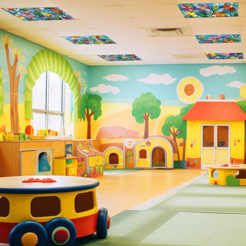 6 60 4 2 Wiooffen Pcs Fluorescent Light Covers with Magnets Decorative for Classroom Ceiling Light x Feet Magnetic