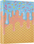 Aslsiy 3 1.5 Inch Kids Ring Binder Light Salmon Light Sky Blue Ice Cream Girls Round Clipboard Binder Decorative