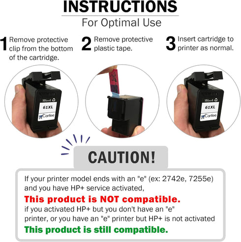 Cartlee Remanufactured Ink Cartridge Replacement for HP 64 XL, Combo Pack for Envy Photo Printers