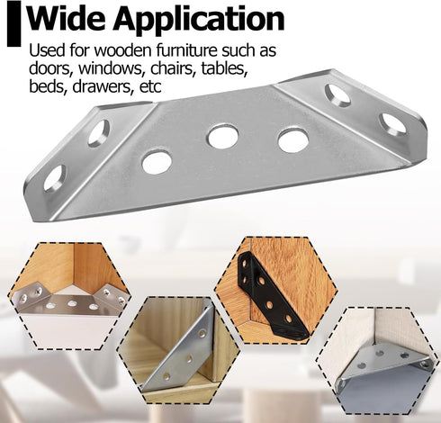 Jiozermi 20PCS 90 Stainless Steel Furniture Corner Connector, Silver Shelf Brackets Metal Corner Brackets for Wood L