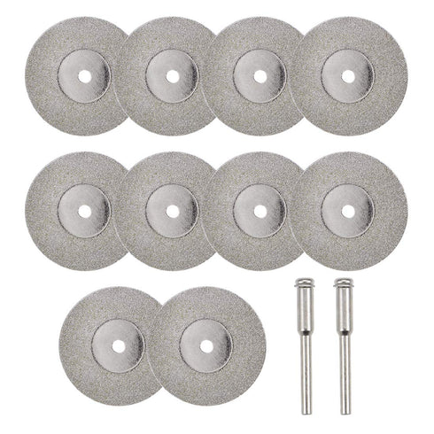 uxcell 10 Pcs Diamond Cutting Wheels, 30mm Cut Off Wheel with 2 Pcs Mandrels for Rotary Tool
