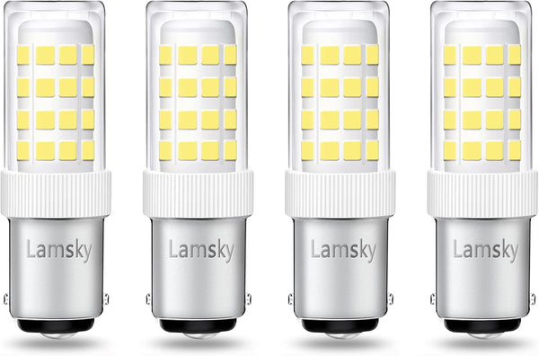 (4-Pack) BA15D LED Double Contact Bayonet Base Sewing Machine Bulb 120 Volts T3/T4/C7/S6 4W Daylight 6000K