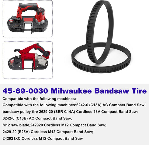4 Pack 45-69-0030 Blades Pulley Tires for Milwaukee Bandsaw Series 2629-20, 6242-6, 2429-2