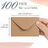 Gift Card Envelopes, 100 Count Mini Kraft Paper Business Card Envelopes, Tiny Envelope Pockets for Small Note Cards