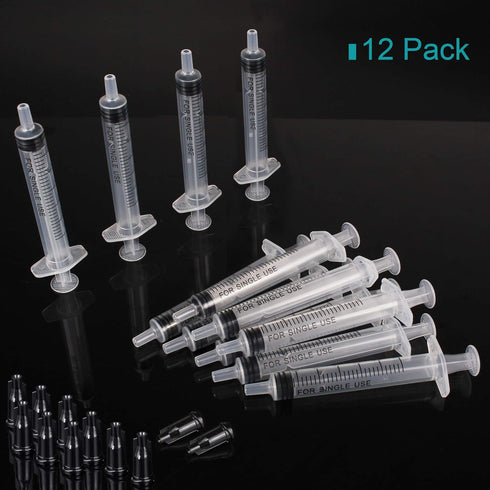 12 Pack - 3ml Plastic Syringes - Separate Sterile Packaging Small Syringe Without Needle for Plant Hydroponic