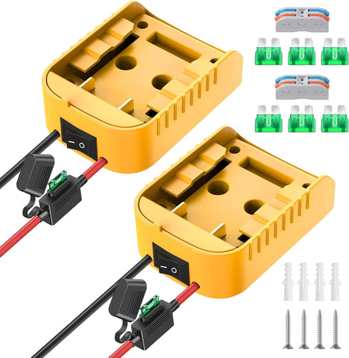 2 Pack Power Wheels Adapter for Dewalt 20V Battery with Switch, Fuse & Wire Terminals for DIY Ride On Truck