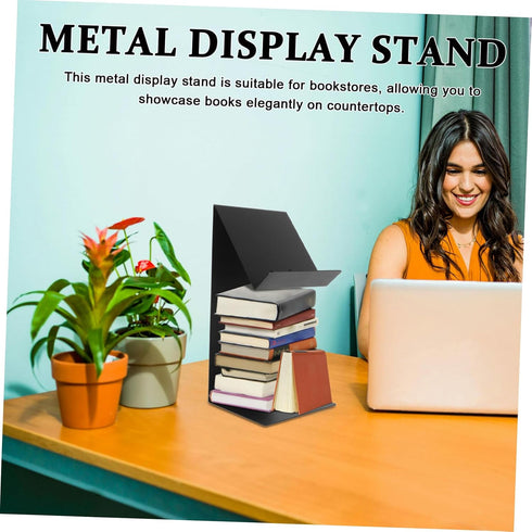 Cabilock Wide Bookshelf Rack Bookends for Heavy Books Flyer Holder Heavy Duty Easel Stand Metal Bookends Picture Frame