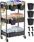 Aofure Baby Diaper Caddy Organizer and Storage, 3 Tier Rolling Cart with Wheels