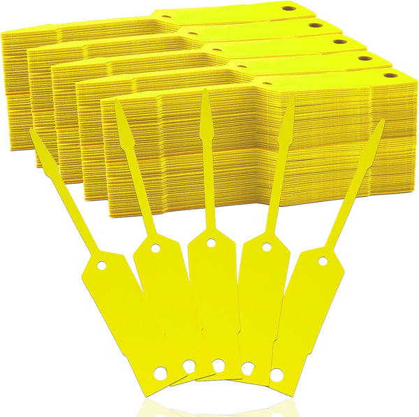 Lewtemi 1000 Pieces Self Locking Key Tags, Yellow Car Parts Labels, 4 1/2'' x 3/4'' for Office Automotive Shop