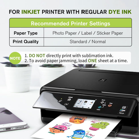 Vinyl Sticker Paper by A-SUB, 25 Sheets for Inkjet Printer, Glossy Waterproof 8.5x11 Inch for DIY Decals
