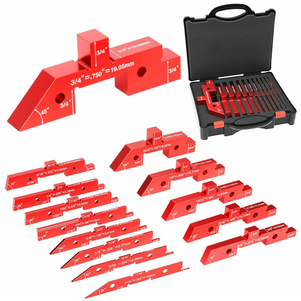 Miucoguier Setup Blocks Height Gauge - 14pcs Aluminum Alloy Precision Bars, Woodworking Tool