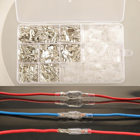 540pcs 2.8mm 4.8mm 6.3mm Male and Female Spade Connectors Kit with Insulating Sleeve for Electrical Wiring
