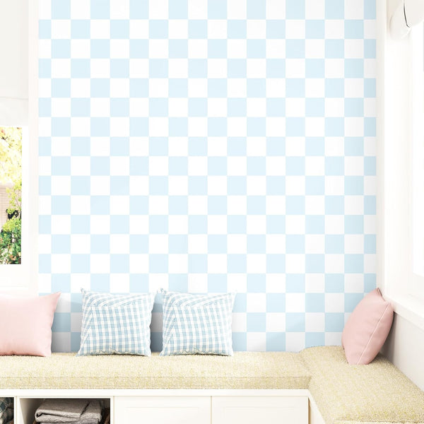 17.5"x314" Blue and White Checkered Wallpaper Pee SND Stick Self Adhesive Plaid