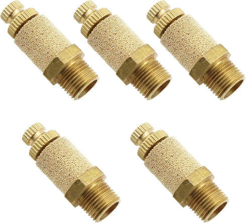 E-outstanding 5Pcs Pneumatic Muffler Silencer, Adjustable 1/4 Inch Threaded Air Filter Flow Speed Controller