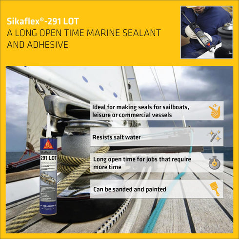 Sikaflex-291 LOT Marine Adhesive and Sealant, Mahogany, General All-Purpose PU Adhesive with Long Open Time, 10.1 fl. oz