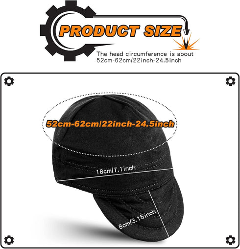 3 Pcs Welding Caps Welding Hats for Men Flame Resistant Cotton Welders Caps Mesh Inside Liner Welding Helmet Beanie Elastic Low Crown Hat for Electrician Gas Station (Solid Color Style)