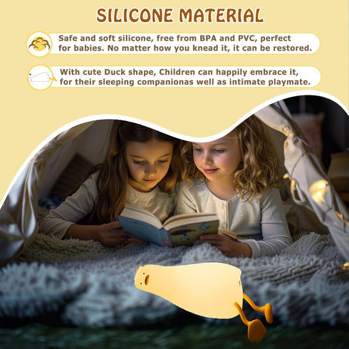 LiuXxdym 3 Dimmable Lying Flat Duck Night Light, Cute Silicone Light Up Duck, Level Nursery Nightlight, LED Duck Lamp